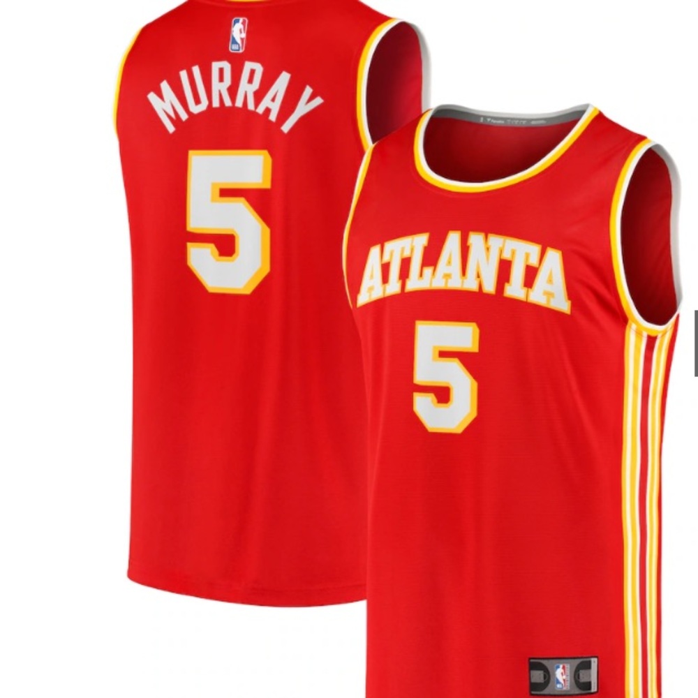 Nike Atlanta Hawks Dejounte Murray #5 Icon Edition 2022/23 Jersey - Red/Gold